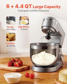 Keukenmachine - Mixer Bakken - Grote Hoeveelheden Maken - 10 Snelheden - 5.7 Liter Kom - Zilver — thumbnail 5