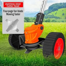 Snoerloze Grasmaaier - Elektrische Grasmaaier - Gazon Onderhouden - Verstelbare Snijkop - 230 mm Maaidiameter - Rood — thumbnail 4