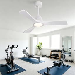 Plafondventilator 42 inch zuiver wit met drie versterkte massief houten propellerbladen - draadloze afstandsbediening - 3 kleurtemperaturen instelbaar - zes snelheidsstanden - omkeerbare DC-motor - stroomuitvalgeheugen — thumbnail 4