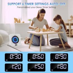 Multifunctionele Bluetooth-cd-speler - CD-speler met FM-radio - 5 Modi: CD, Bluetooth, FM, USB en AUX - Bluetooth-zender en -ontvanger - 2 HiFi-luidsprekers - Slaaptimer van 30–180 Minuten - Voor Thuis, Luisterboeken en Taalstudie — thumbnail 3