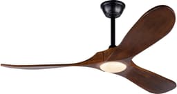 FloraGrace Plafondventilator Verlichting 132 Cm 3 Bladen Hout Zwart Donker Noten 6 Snelheden Omkeerbaar Met Afstandsbediening — thumbnail 2