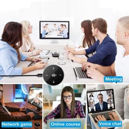 Conferentiemicrofoon - USB speakerphone - Online vergaderingen - 360 graden opname - 17x12x3 cm - Zwart — thumbnail 4