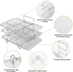 Dailygoods- Air Fryer Rack 3-laags - Roestvrij Staal - Stapelbaar - Magnetron/Oven — thumbnail 5