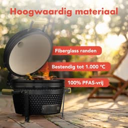 KitchenBrothers Kamado BBQ - 16 Inch Houtskool Barbecue - 34⌀ cm - PFAS-vrij - Deluxe Set - Egg BBQ met Accessoires - Vaderdag Cadeau - Zwart — thumbnail 3