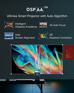Ultimea Poseidon E40-projector, 1000 ANSI-lumen, 4K-decodering, Native 1080P, Dolby Audio, 2 x 10W-luidsprekers, WiFi 6 — thumbnail 3