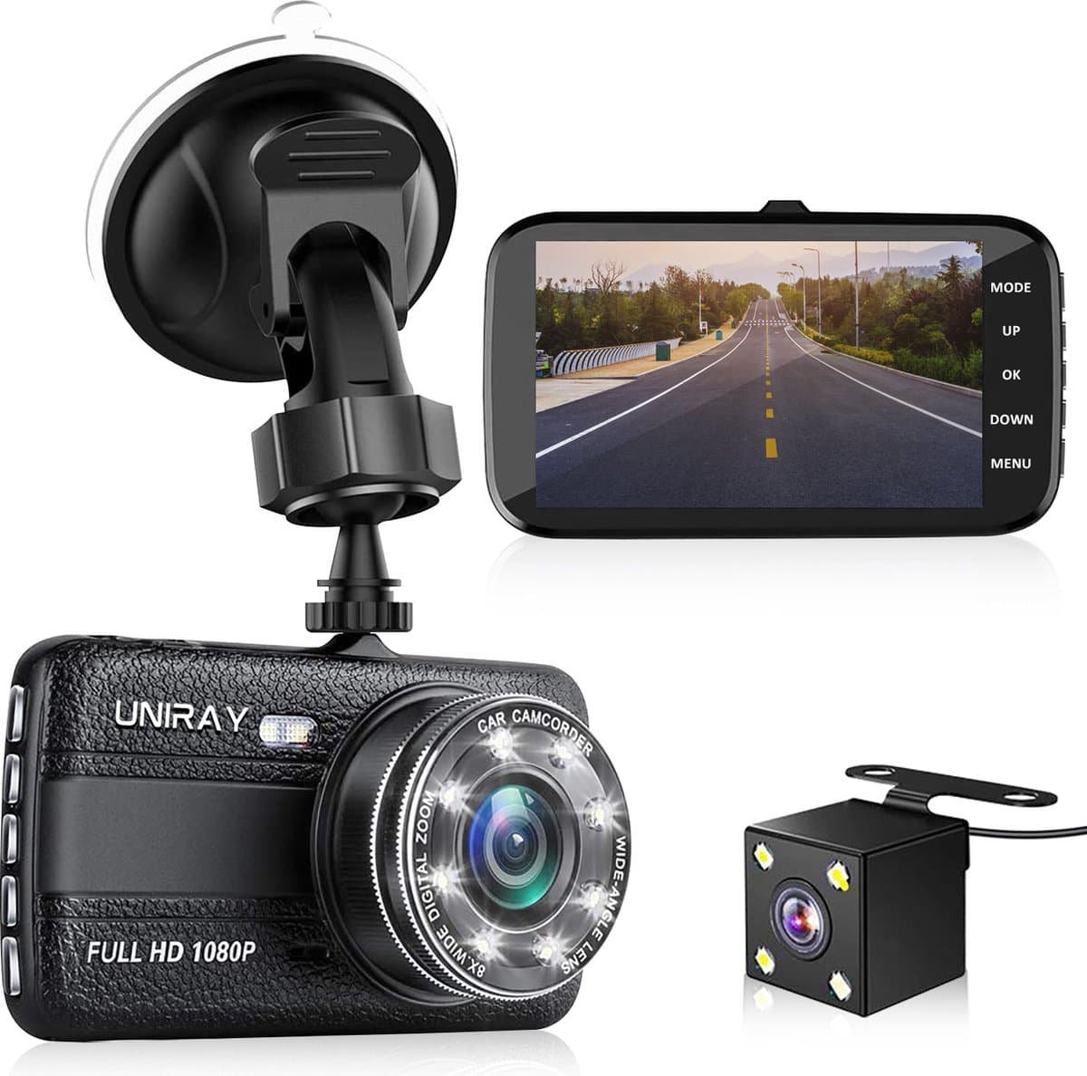 UniRay Xcam - Dual Dashcam voor Auto - Dashcams Voor en Achter - Full HD — afbeelding 1