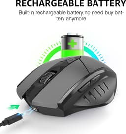 Garpex® Draadloze Computermuis – Ergonomische Draadloze Muis met Bluetooth & USB Ontvanger – Oplaadbare Wireless Mouse – 3 Apparaten Tegelijk – Stil Klikken – 7 Knoppen – 800/1200/1600 DPI – Zwart — thumbnail 3