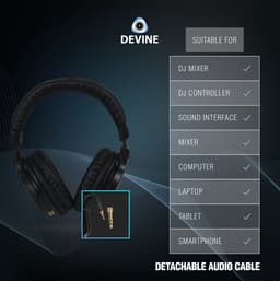 Over-ear koptelefoon - incl. kabels, adapter en case - Zwart Devine 4000 — thumbnail 3