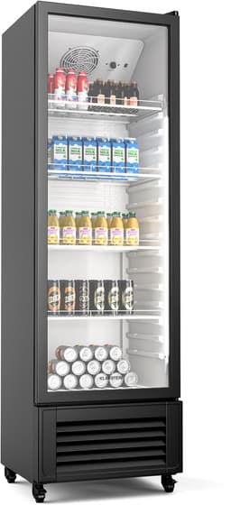Klarstein Koelkast GrandCooler 306L Drankkoelkast - Dubbel Glasdeur, LED-Verlichting, mechanische Thermostaat, 0 °C tot 10 °C, 4 Wielen, Energieklasse B - Verstelbare Schappen - Zwart - Op Wieltjes - Wit - Mini Fridge — thumbnail 3