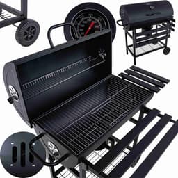 GEKO Barbecue met Thermometer - Vatenmodel - Opvouwbare Planken - Zwart - 71x45 cm Grillrooster — thumbnail 1