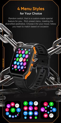 Knobbout 1.83" Scherm Outdoor Smartwatch – Sporthorloge - Bluetooth belfunctie - Sportgegevens, calorieën, bloeddruk monitoring– Slaapcoaching -7-10 dagen batterij-Android en iOS- Oranje — thumbnail 5