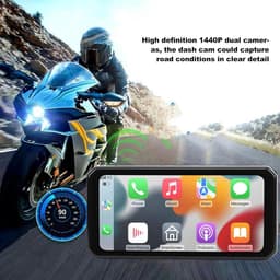 6.25 Inch Screen Front Rear Motorcycle DVR | 1440P Dual Camera Dashcam | IP67 Waterproof | Car GPS | Wireless CarPlay | 256GB TF Card — thumbnail 4