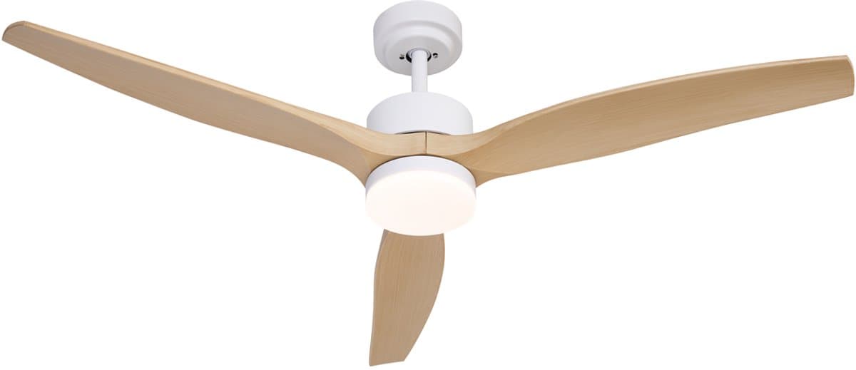 QAZQA joly - LED Plafondventilator met Verlichting | Lamp en Afstandsbediening - 1 lichts - Ø 132 cm - Naturel - Woonkamer | Slaapkamer | Keuken — afbeelding 1