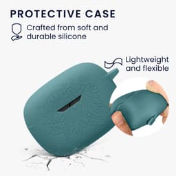 kwmobile case voor draadloze oordopjes geschikt voor JBL Wave Beam / Beam 2 / Wave 200TWS hoes - Siliconen beschermhoes - Gestanst patroon design in blauwgroen — thumbnail 2