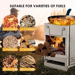 Campingkooktoestel & Mini Houtskoolbarbecue – Inklapbare RVS Houtkachel met Draagtas | Compact & Lichtgewicht voor Backpacking, Wandelen & Kamperen — thumbnail 3