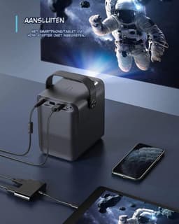 ELEMENTKEY BEAM LITE + Gyro Air Mouse – WiFi Full HD Projector - Mini Beamer – Geschikt voor Netflix 2K / 4K - Home Cinema – Android Systeem – 100 ANSI Lumen- 3000:1 Contrast Ratio - 55W - Airplay / DLNA - Zwart — thumbnail 5