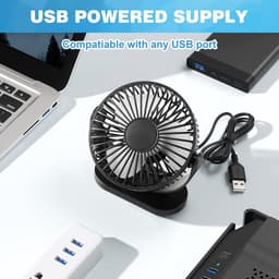 YONO USB Tafelventilator – Stil - Kantelbaar – 3 Snelheden – Ventilator Bureau – Koeling – Zwart — thumbnail 3