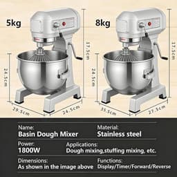 Elektrische Kneedmachine - Deegmixer Keukenmachine - Professioneel Thuisgebruik - Dubbele Rotatie 360 Graden - 5 tot 8 Kg Capaciteit — thumbnail 2