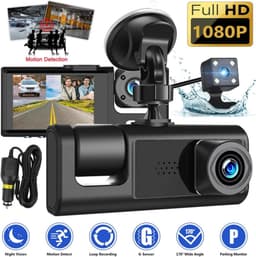 1080P High Definition Dash Camera, Drieweg, Grote Groothoek, Binnen en Buiten Auto-opname met Beeld in Beeld, Eenvoudige Installatie, Multinationale Taalondersteuning — thumbnail 2