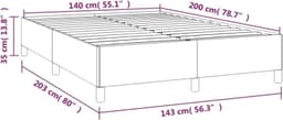 Bedframe, wit, 140 x 200 cm, kunstleer, logeerkamer, bedframe voor slaapkamer, hotelbedframe, familiebed voor slaapkamer, hotel, logeerkamer — thumbnail 2
