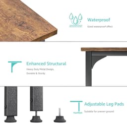 Computerbureau Rustiek Bruin - 120 cm Breed - Metaal En Hout - Voor Gamen En Studeren - Schrijftafel — thumbnail 3