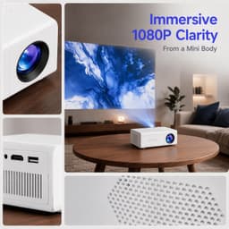 Mini Beamer Draagbaar met Full HD 1080p LCD Scherm 300 Lumen USB voor Smartphone en Laptop — thumbnail 4