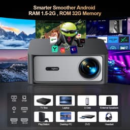 Beamer Android Versie - 200 W Vermogen - 1920 x 1080 Resolutie - LCD - Wit - Voor Thuis En Zakelijk — thumbnail 1
