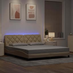 Bedframe met led, crèmekleurige stof, 180 x 200 cm — thumbnail 3