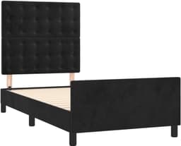 Bedframe met hoofdeinde, zwart, 100 x 200 cm, fluwelen familiebed, logeerkamer, hotelbedframe, bedframe voor slaapkamer, hotel, logeerkamer — thumbnail 3