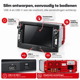 Boscer 2 Din Autoradio met Draadloos Apple CarPlay & Android Auto - Geschikt voor Opel Corsa D, Astra H, Zafira B & Meriva A - 7 inch IPS Touchscreen - USB-A & USB-C - Bluetooth Handsfree - FM-radio met RDS - 12 LED-achteruitrijcamera & Microfoon — thumbnail 5