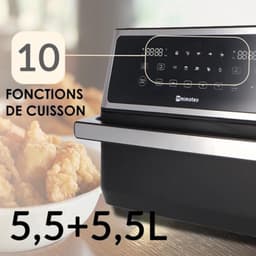 Heteluchtfriteuse Dubbele Luchtfriteuse 11 L - 2850 W Vermogen - Polypropyleen Materiaal - Zwart Koken - Airfryer — thumbnail 3