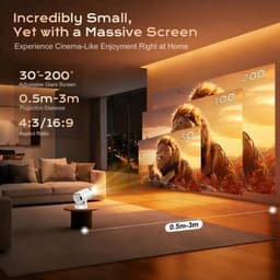Mini Beamer 1920 X 1080 - 200 ANSI Lumen - 5W Speaker - Android 12 - HDMI Bluetooth WiFi - Draagbare Projector - Full HD Thuisbioscoop — thumbnail 4
