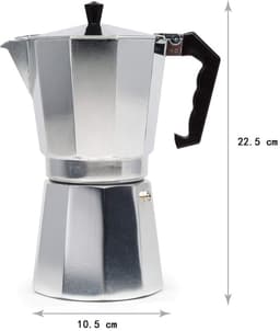 Mokapot - Waterreservoir 450 ml - Gegoten Aluminium - Zilver - Voor Gas, Elektrische en Keramische Kookplaten - Niet voor Inductie — thumbnail 4