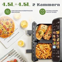 Heteluchtfriteuse - 2000W Dubbele Korf - 9L Capaciteit - LED Touch Display - Voor Thuisgebruik — thumbnail 5