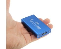 6 gb / s mSATA Solid State Disk SSD naar USB 3.0 harde schijfbehuizing (blauw)