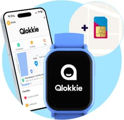 Qlokkie Kiddo Mini - GPS horloge kind - Smartwatch kinderen - GPS tracker kind met nauwkeurige locatiebepaling - GPS horloge kind met simkaart - Stel veilige zones in - SOS functie - Blauw — thumbnail 1