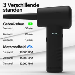 Brixy 4-in-1 Air Duster - Perslucht - 53K RPM - Blazen En Zuigen - Compressed Air - Draadloos En Oplaadbaar - Zwart — thumbnail 4