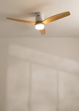 CREATE - Stille 40W plafondventilator met technische ABS bladen in verschillende maten - Met licht - Controller voor wandmontage - Wit / Licht houtlook - WIND CALM — thumbnail 4