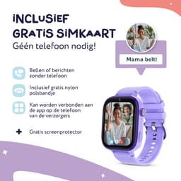 LEROYS - GPS Horloge Kind - Kinder Smartwatch - Android en iOS - Paars - Incl. Simkaart — thumbnail 3