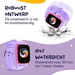 LEROYS - GPS Horloge Kind - Kinder Smartwatch - Android en iOS - Paars - Incl. Simkaart — thumbnail 4