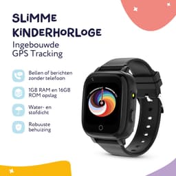 LEROYS - GPS Horloge Kind - Kinder Smartwatch - Android en iOS - Zwart - Incl. Simkaart — thumbnail 2