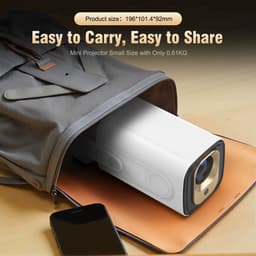 Mini Beamer - 4K ondersteuning - mini projector - draagbare beamer - projector / beamer - Geïntegreerd Android 12.0 systeem - Screen mirroring smartphone - Home cinema — thumbnail 4