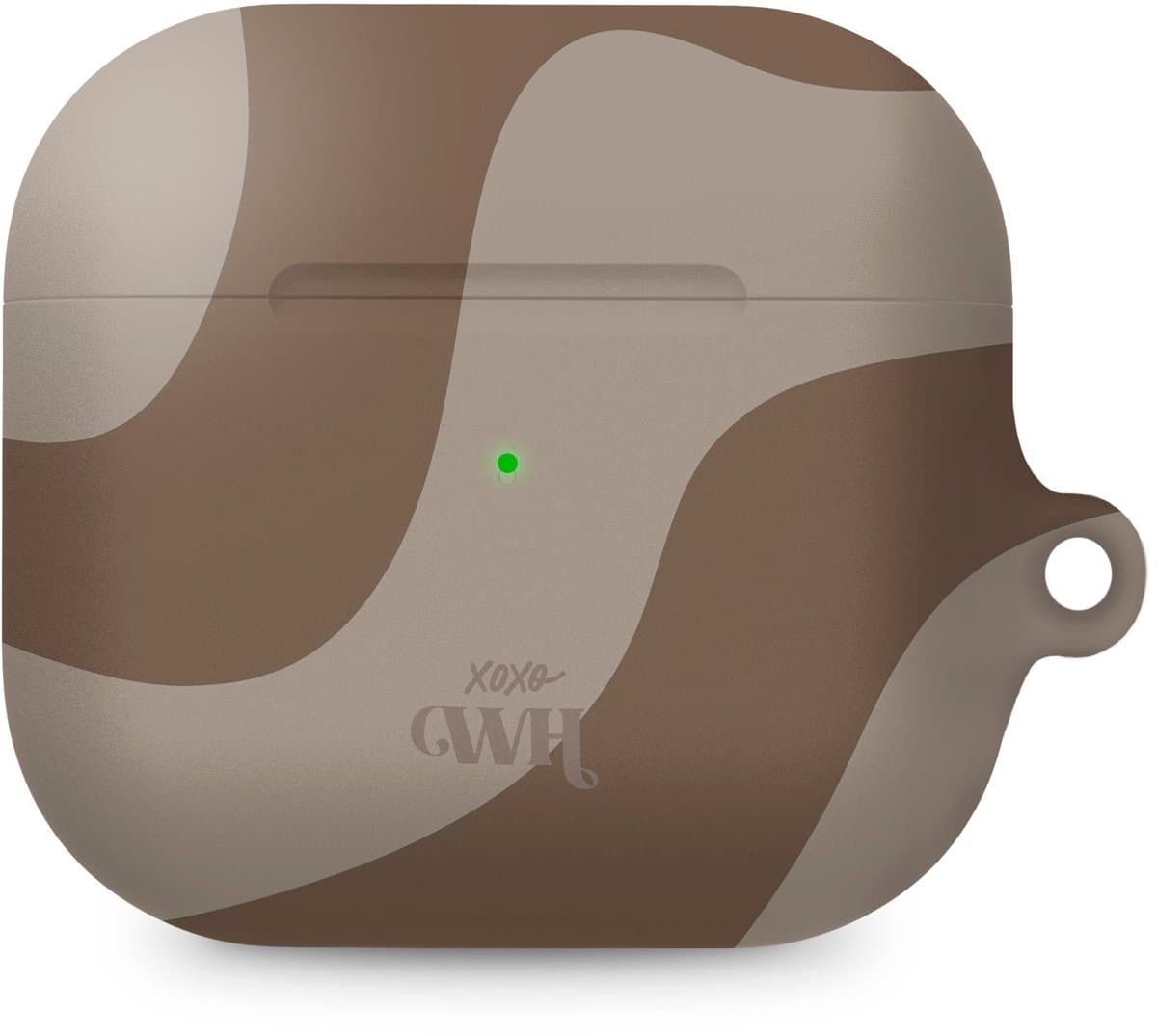 xoxo Wildhearts hoesje geschikt voor AirPods 4 - Ride With Me Brown - Ook als telefoonhoesje verkrijgbaar - schokbestendige case - koptelefoonhoes - Beschermhoes met met golvende print - golven - beige / bruin — afbeelding 1