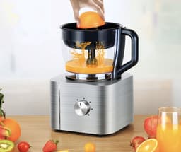 Keukenmachine - Alles in 1 keukenmachine - Multifunctionele keukenmachine - Vleesmolen - Garde - Kneder - Shredder - Sinaasappelpers - Hakselaar - Blender - 1100W - Zilver — thumbnail 5