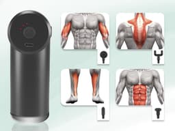 Oplaadbaar Massagepistool met 4 Hoofden en 6 Intensiteitsniveaus — thumbnail 3