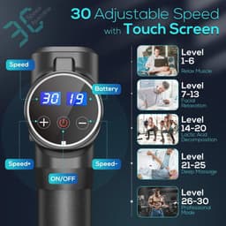 Draagbaar Spiermassagepistool met Diepe Weefselmassage, 30 Snelheden en 8 Massagekoppen – Ontspan en Herstel Spieren Effectief — thumbnail 3