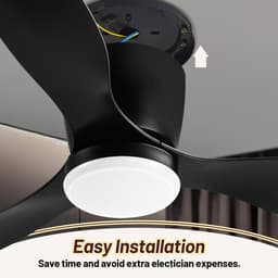 Plafondventilator met lamp 132cm Ventilator met LED verlichting Ventilatoren Met afstandsbediening Zomer- en winterstand - Zwart — thumbnail 2