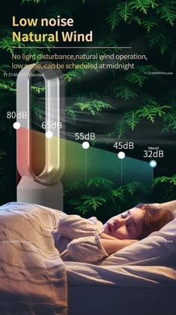 Ventilator - Torenventilator - Luchtkoeler - Zonder Afvoerslang - 8 Standen - Met Afstandsbediening - Met Timer - Wit - Zilver — thumbnail 3