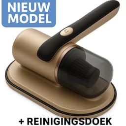 Huisstofmijt Stofzuiger - UV Lamp Sterilisator - Matras, Tapijt, Meubel, Zetel & Bank Reiniger Apparaat - Kruimeldief snoerloos best verkocht - Bacterie, Mijt & Schimmel Bestrijder - Zonder Zak - USB Oplader - Met 2 Filterelementen - Goud/zwart — thumbnail 1