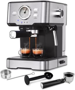 Espressomachine - Koffiezetapparaat - Koffiemachines - Zilver met Zwart — thumbnail 1